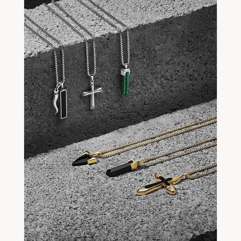 An arrowhead amulet from Bulova crafted in 14kt gold-plated An arrowhead amulet from Bulova crafted in 14kt gold-plated